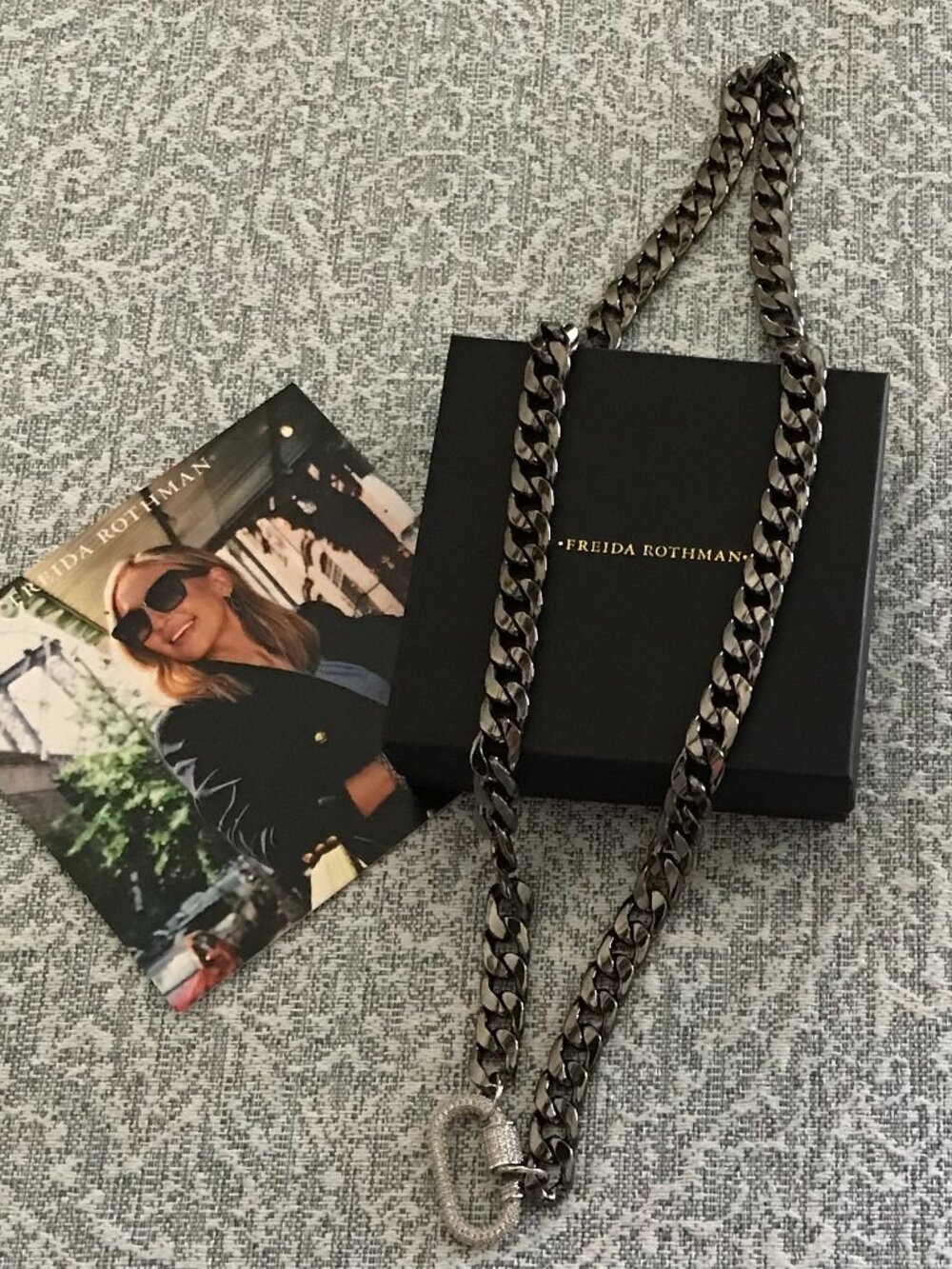FREIDA ROTHMAN NIB Unstamped Vault Sample 27" Black Rhodium Pavé Necklace
